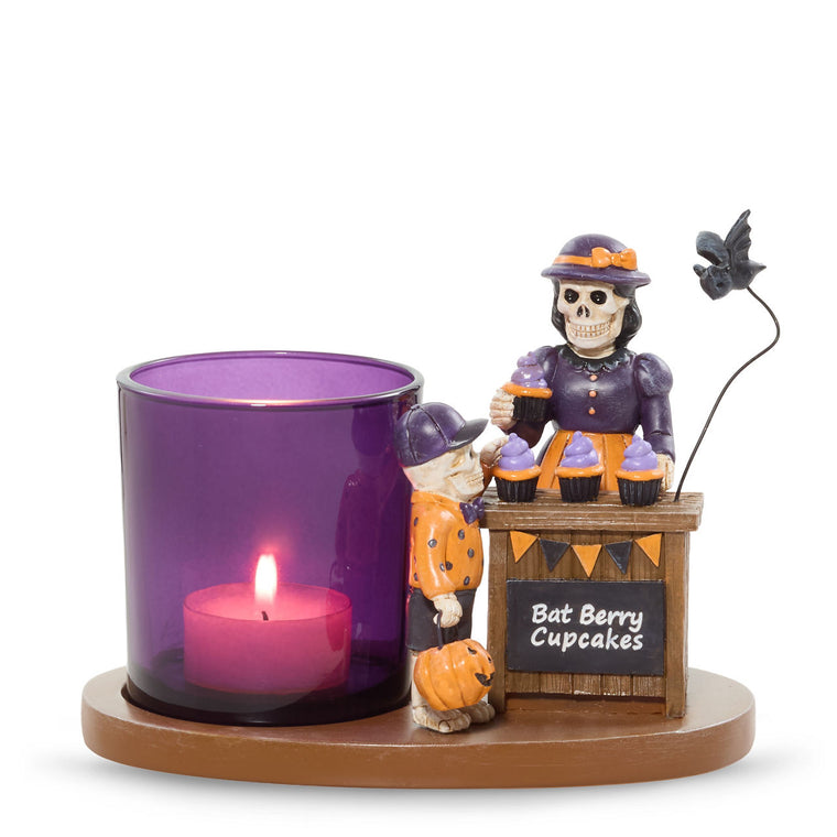 Bonebury Lane Bat Berry Cake Tea Light Candle Holder A1