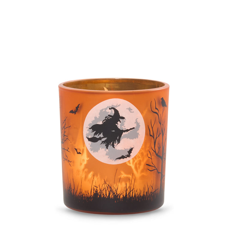 Orange Witch's Moon Tea Light Candle Holder D5