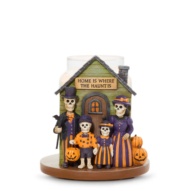 Bonebury Lane Haunted House Jar Candle Holder O1