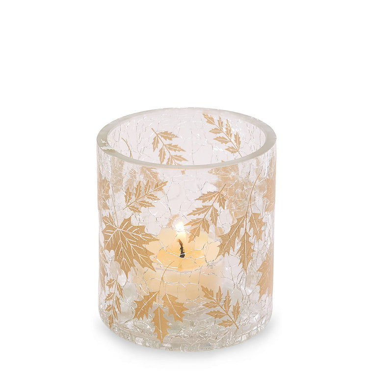 Crackle Leaves Tea Light Candle Holder P3