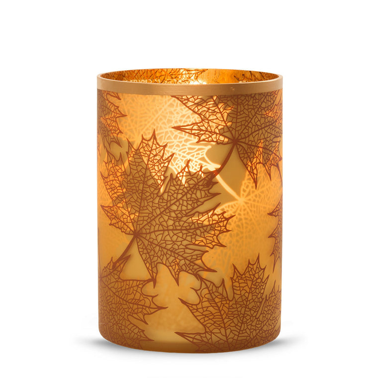 Crackle Leaves Jar Candle Holder K3